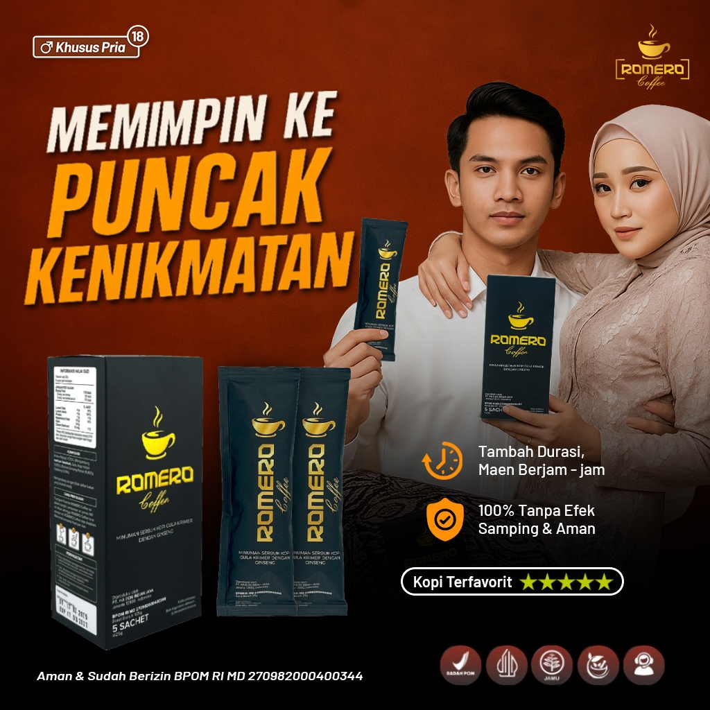 

Romero Coffee - Kopi Herbal Bantu Tingkatkan Stamina Pria Secara Maksimal Original Aman & Halal