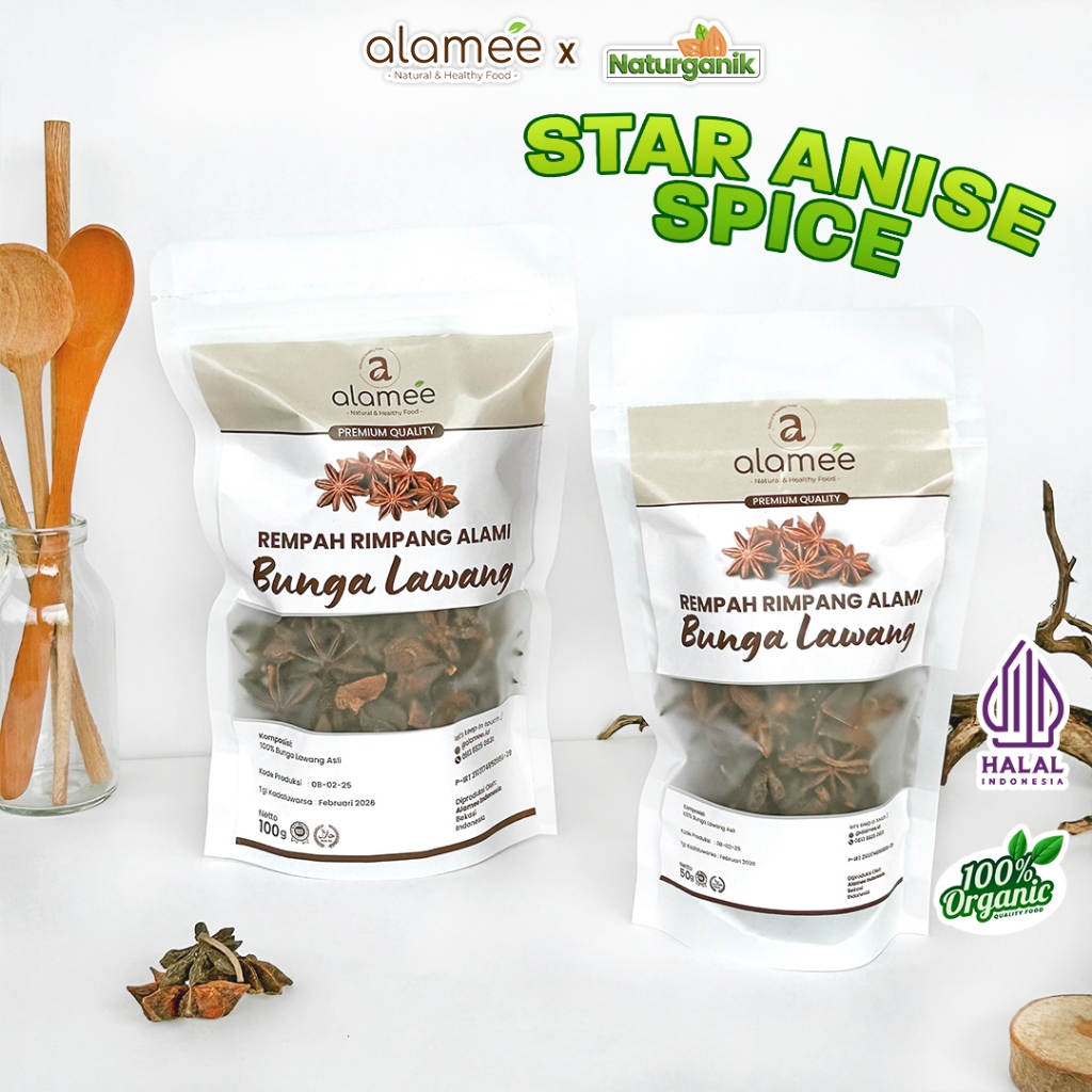 

ALAMEE Bunga Lawang Asli Kering Pekak Star Anise Rempah Kering Rimpang Organik Spice Naturganik