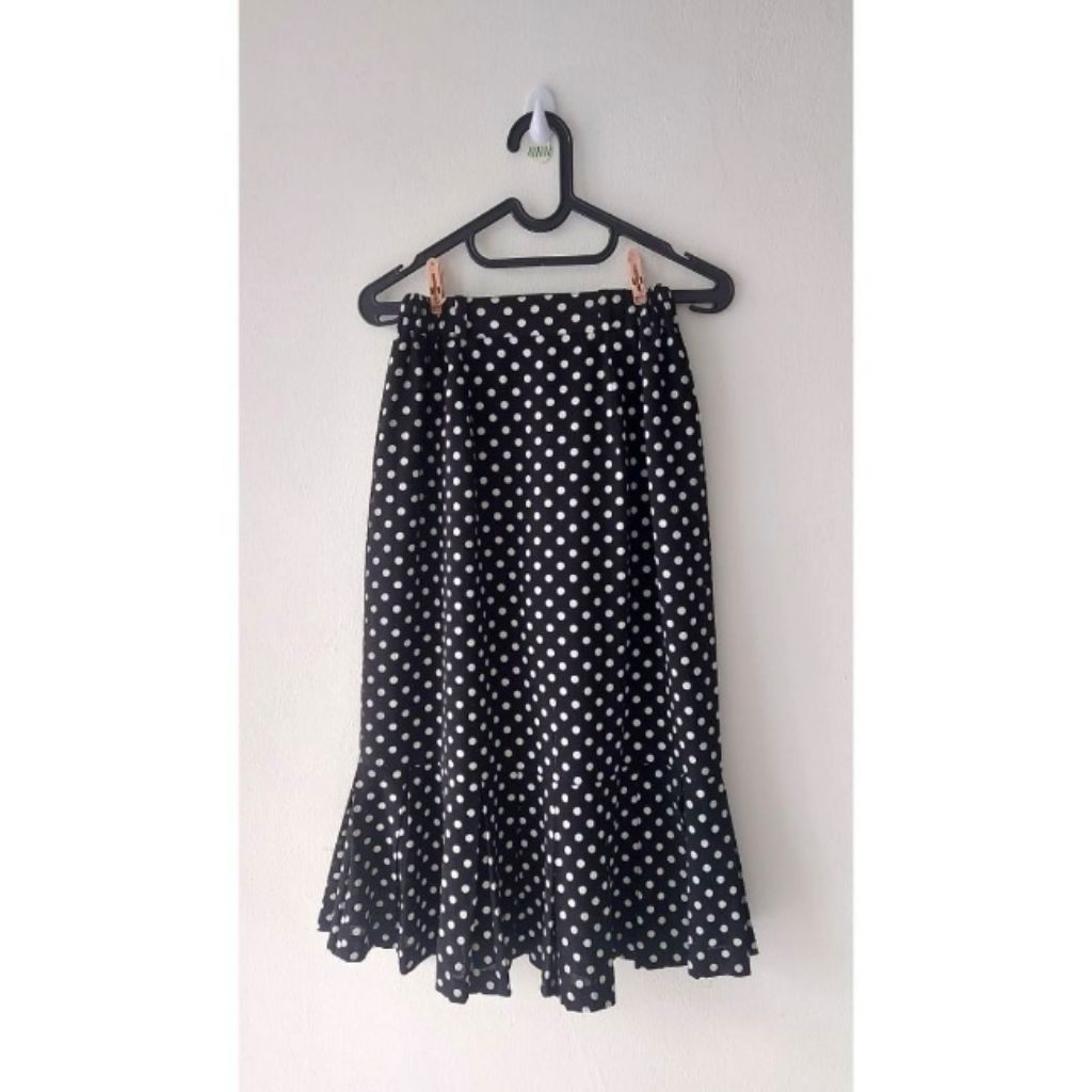 Rok polkadot, vintage, dasar hitam