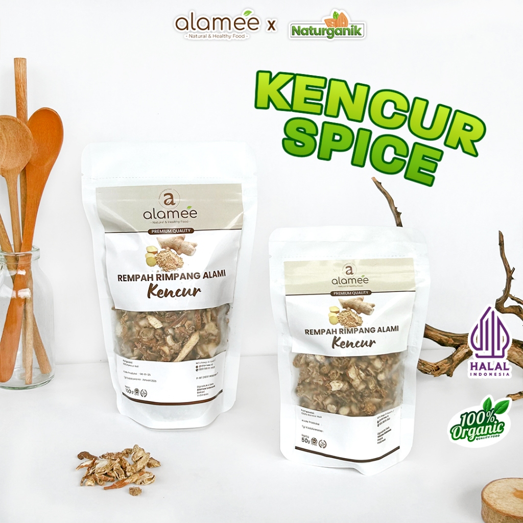 

ALAMEE Kencur Iris Kering Dried Spice Galangal Rempah Rimpang Organik Naturganik