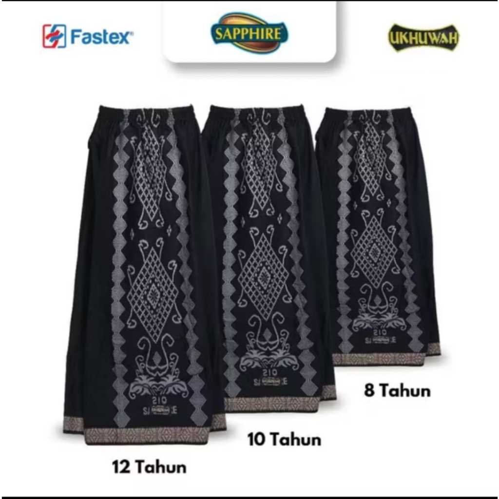 Sarung Instant Anak Junior Balita Hitam Tumpal Kembang / Sarung Celana Sarcel Ukhuwah by Sapphire