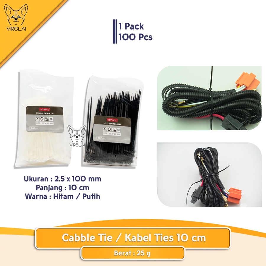 [100 Pcs] Kabel Ties Cable Tie Ekonomis Murah 2.5 x 100 / 150 / 200 / 250 mm [ISHIMA]