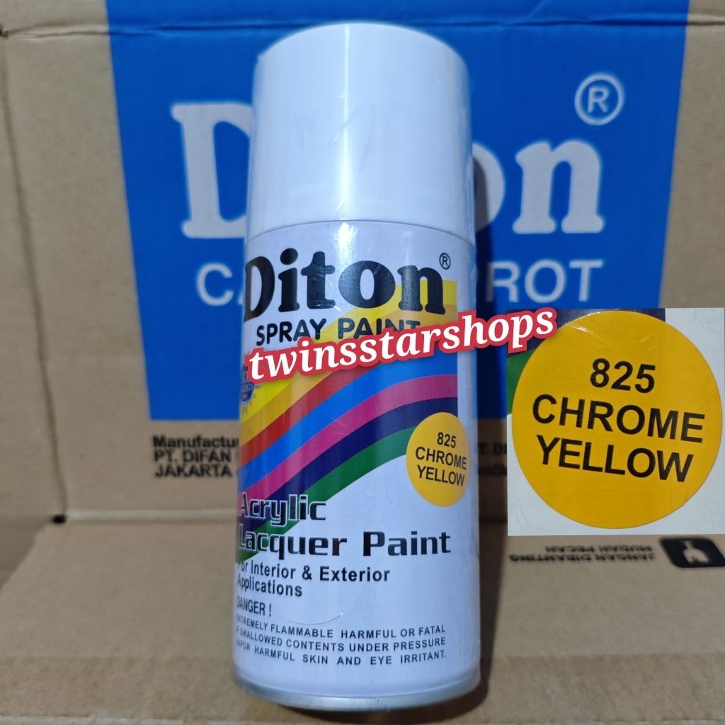 Pilok Pilox Pylox Cat Diton Chrome Yellow 825 Kuning Glossy Mengkilap Spray Paint 300cc