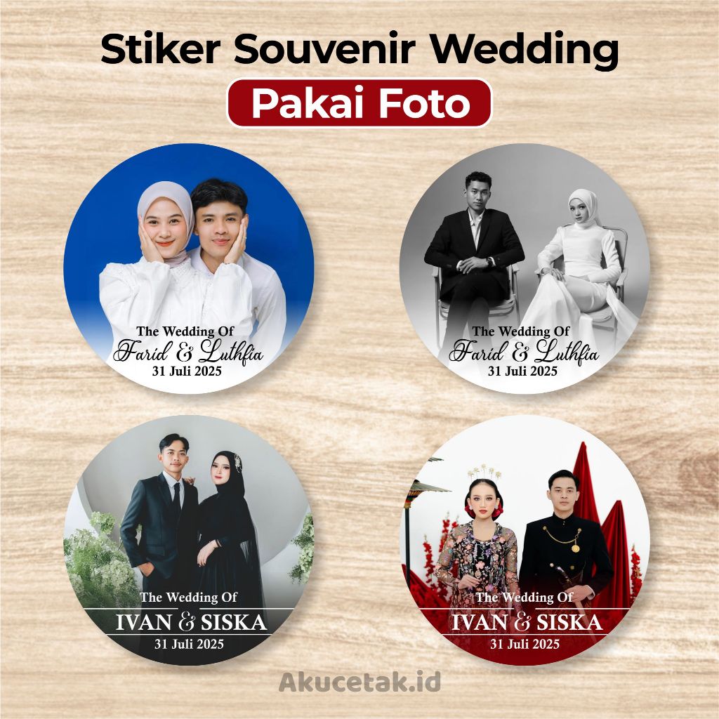 

Stiker Souvenir Pernikahan Pakai Foto Bebas