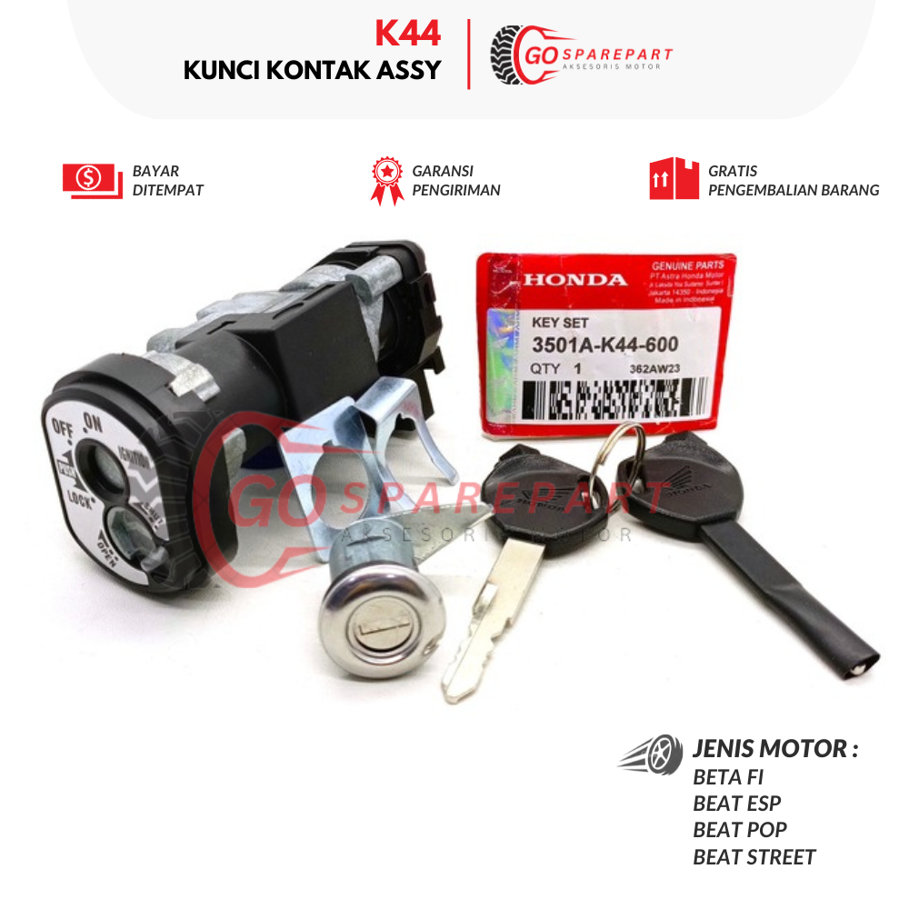 K44 KUNCI KONTAK ASSY MOTOR HONDA BEAT POP / KUNCI KONTAK SET MOTOR BEAT FI / KUNCI KONTAK FULL SET 