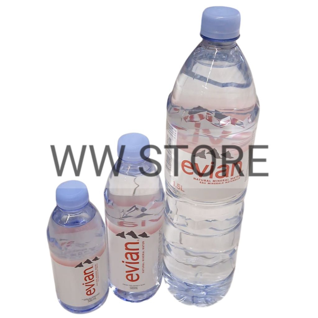 

Minuman air minum alami dalam kemasan evian NATURAL MINERAL WATER botol PET bottle 330ml 500ml 1500ml 1.5L