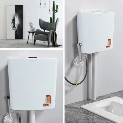 WC Jongkok Keramik Mr. Tao - 1 Set Watertank Flush Hemat Air, Kloset Jongkok Dengan Penutup