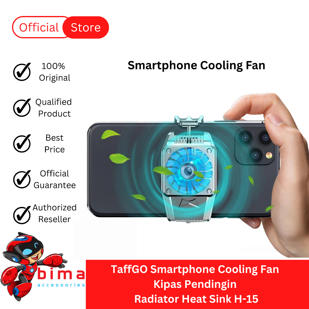 TaffGO Smartphone Cooling Cooler Fan Mobile Phone Radiator Heat Sink Kipas Pendingin Gaming H-15