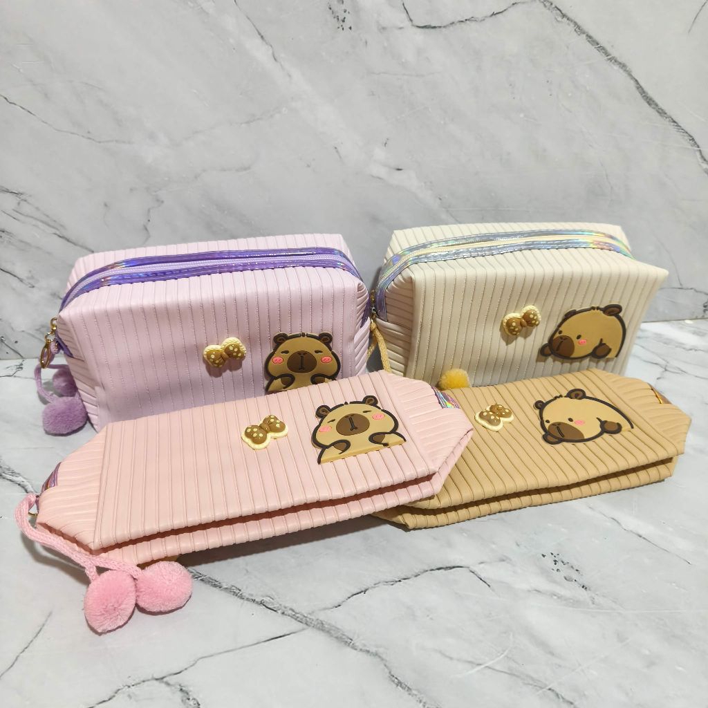 

Pouch Kotak Pensil Organizer Makeup Alat Tulis Lucu Motif Capybara Kapbara Kapibala / Cute Pencil Case Travel School Work Office Kapibala Kapibara