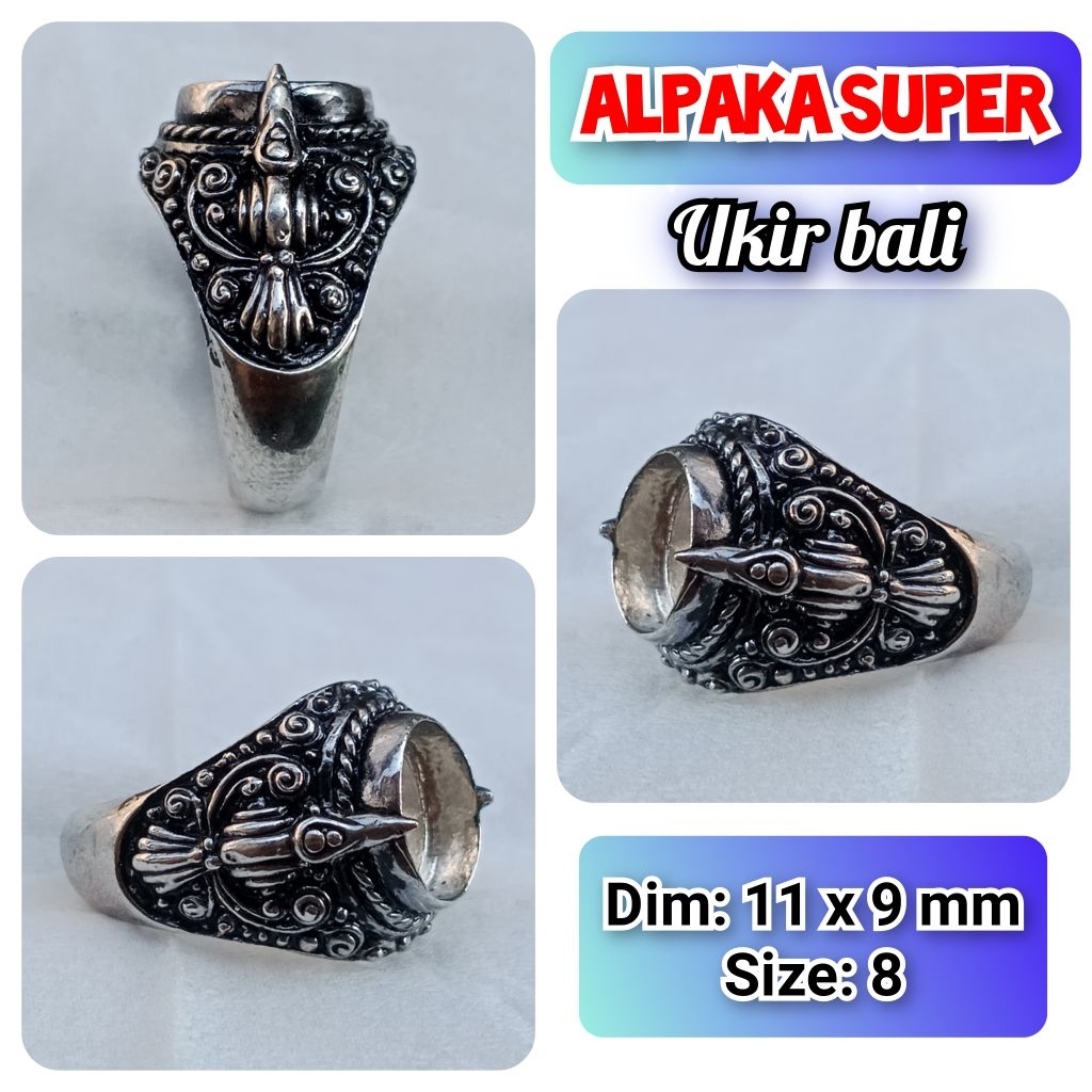 cincin emban batu akik batu permata alpaka super ukir Bali.44