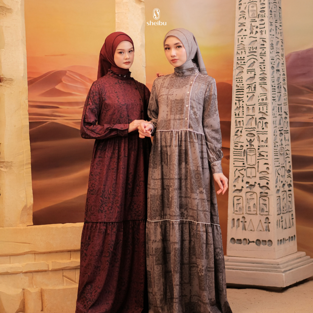 Sheibu Maroa Dress Gamis Muslim Daily Basic Formal Printing Premium Adem Tidak Menerawang