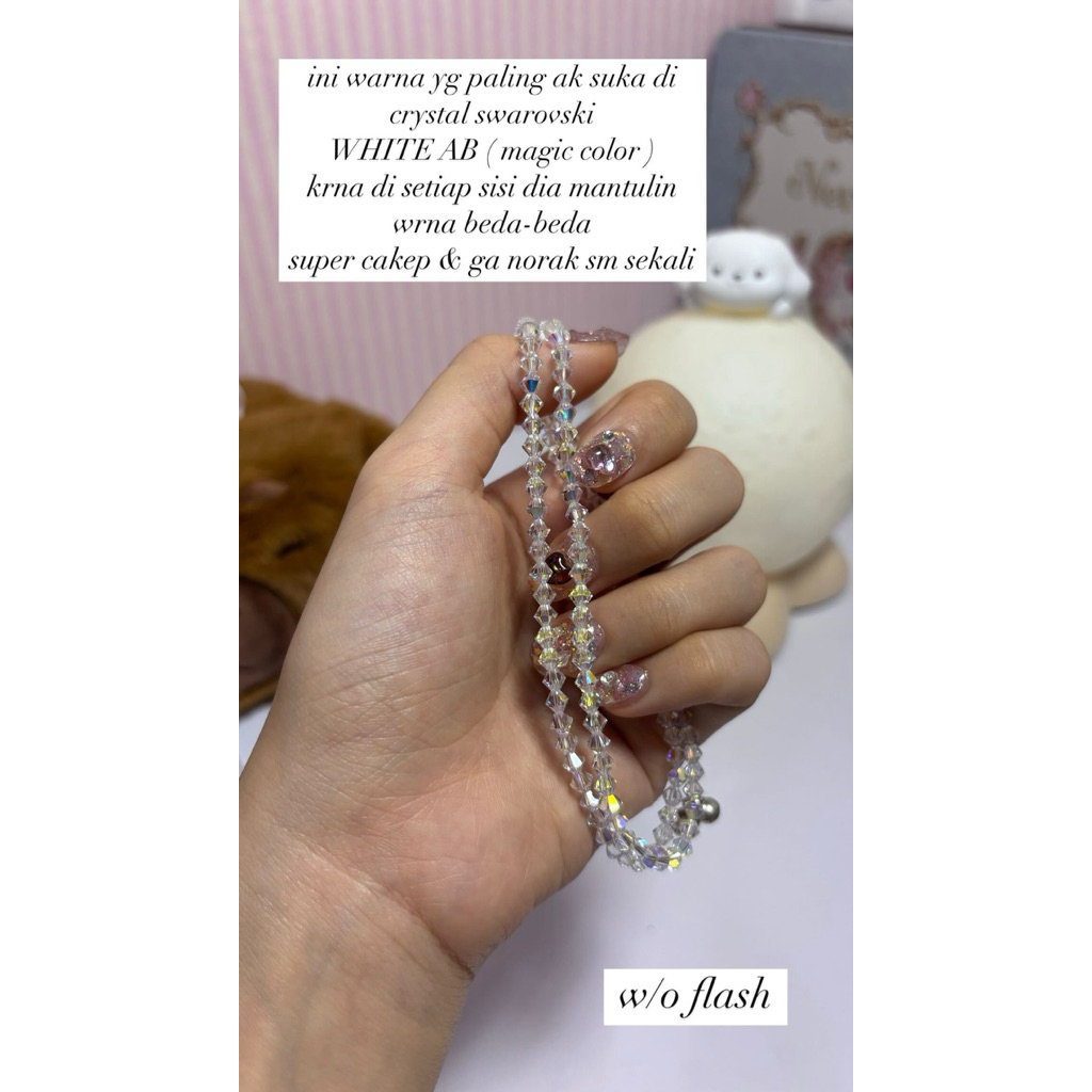 gelang kaki crystal swarovski austria 4mm twopointed cube kerucut