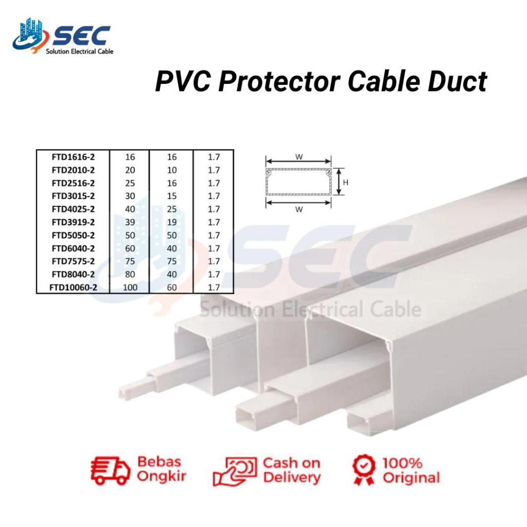 TERMURAH KABEL DUCT KOTAK PVC PUTIH PROTECTOR CABLE 1.7 METER FULL
