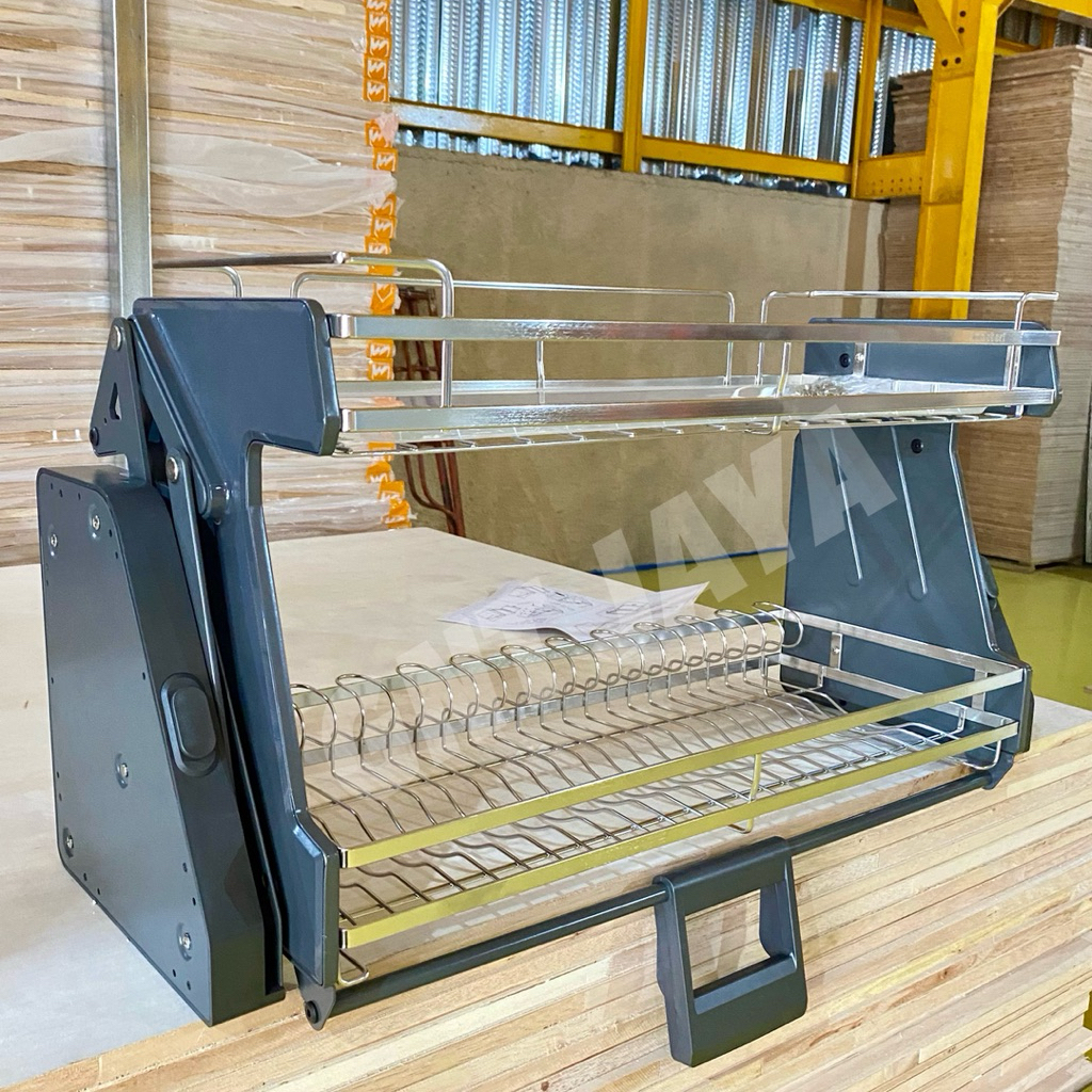 RAK PIRING STAINLESS serbaguna pull down kabinet atas 304 bisa di tarik ke bawah merk KNOCKERS kode 