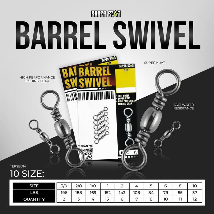 SUPERSTAR BARREL SWIVEL STAINLESS STEEL - Swivel Kili-kili Pancing