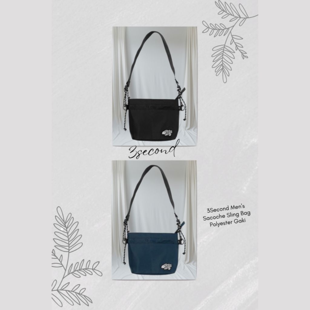 3Second Men's Sacoche Sling Bag Polyester Gaki