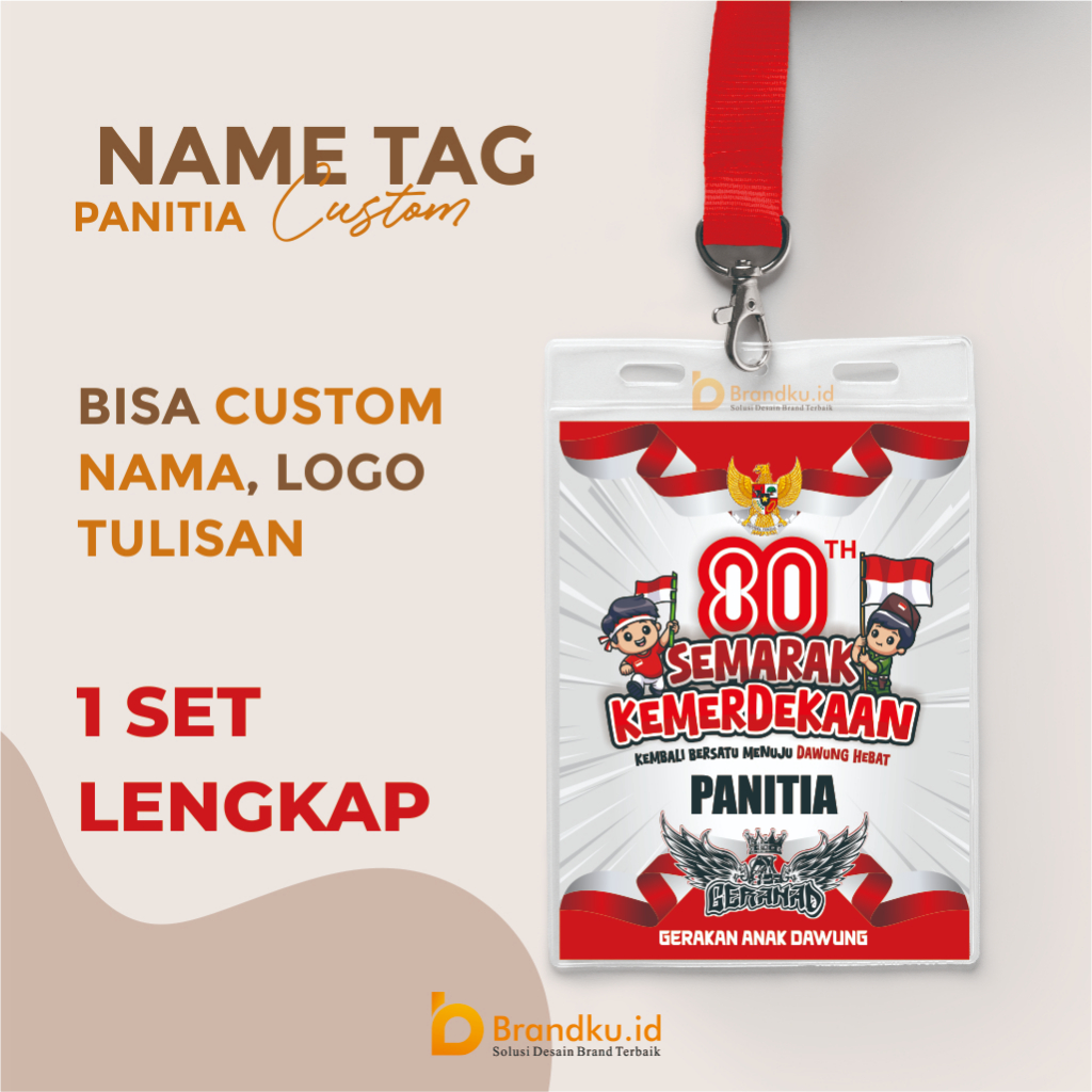 

Name Tag Panitia 1 Set Lengkap ID Card Panitia Lomba 17 Agustus Kalung Nama Panitia Agustusan