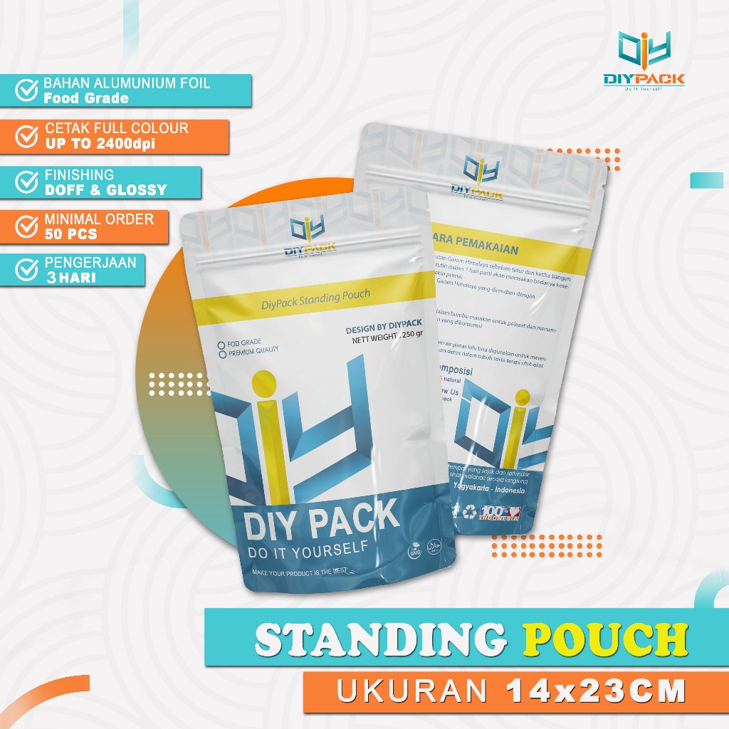 

Cetak Kemasan Standing Pouch Ukuran 14x23cm