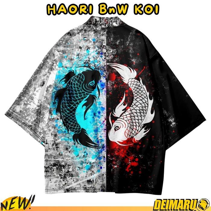 Kostum Kimono Haori BnW KOI Outer Cardigan Jepang Happi Kostum Halloween Outer Japan Cosplay