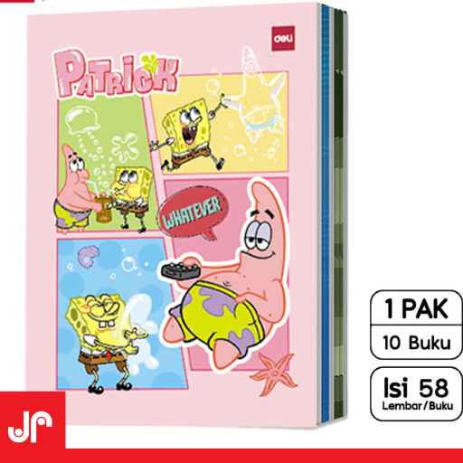

DELI BUKU TULIS SEKOLAH A5 58-LEMBAR 1PAK MOTIF SPONGEBOB 2 / BUKU TULIS DELI 1 PAK BUKU TULIS KWARTO ANAK MOTIF