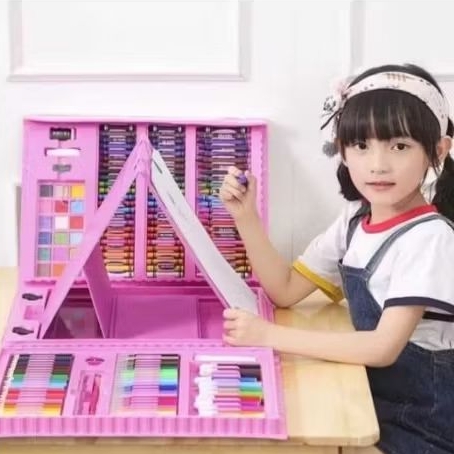 

CRAYON 208 PCS, LENGKAP (pensil, penghapus,kuas,spon,klip kertas) BISA COD