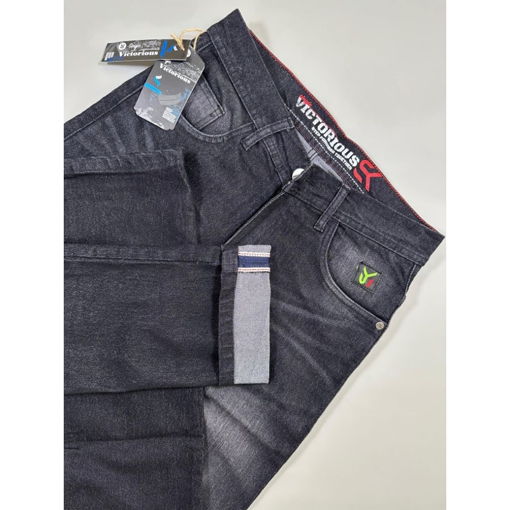 VICTORIOUS Celana Panjang Pria Sobek Slimfit V.E.N.O.M, Jeans Pria Sobek , Long Pant Men