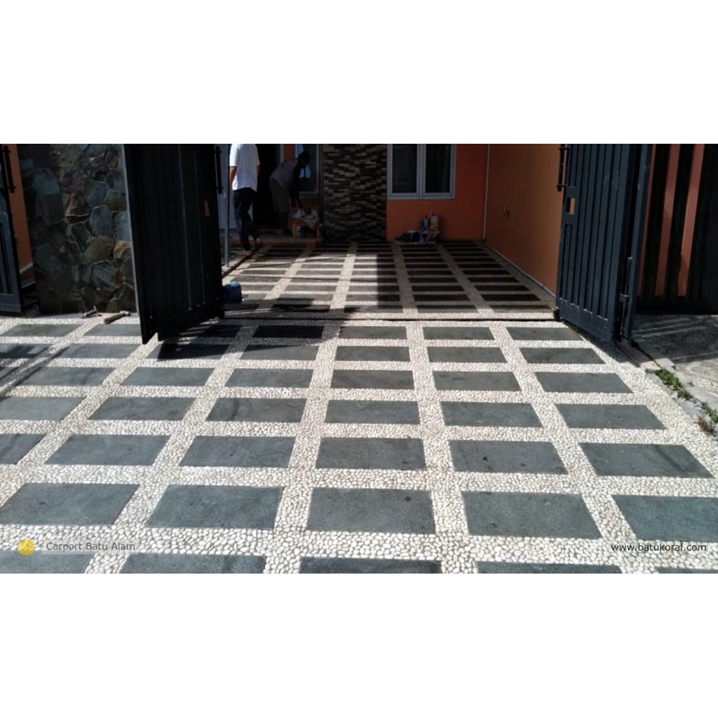 lantai batu sikat batu alam kombinasi koral sikat