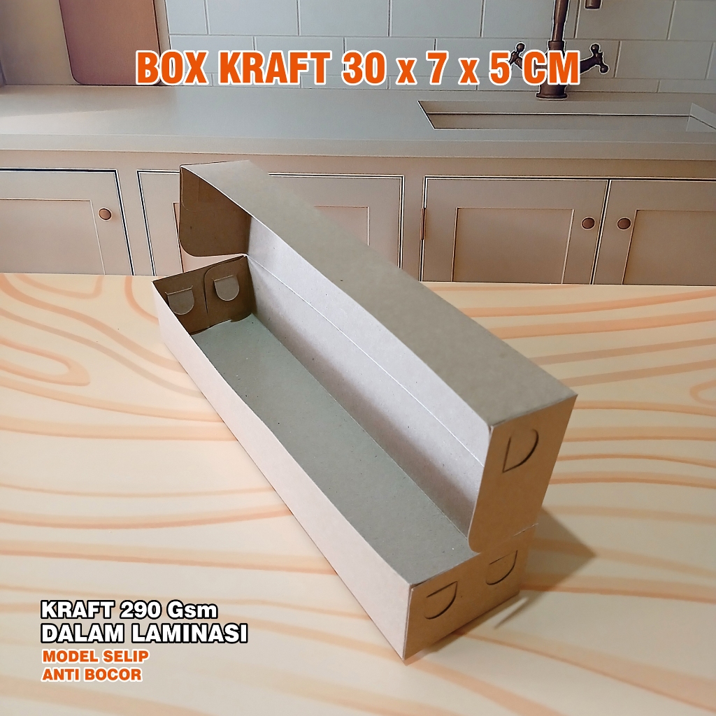 

Box Serbaguna uk. 30 x 7 x 5 cm Box Pizza Panjang bahan Kraft PE 290 gsm