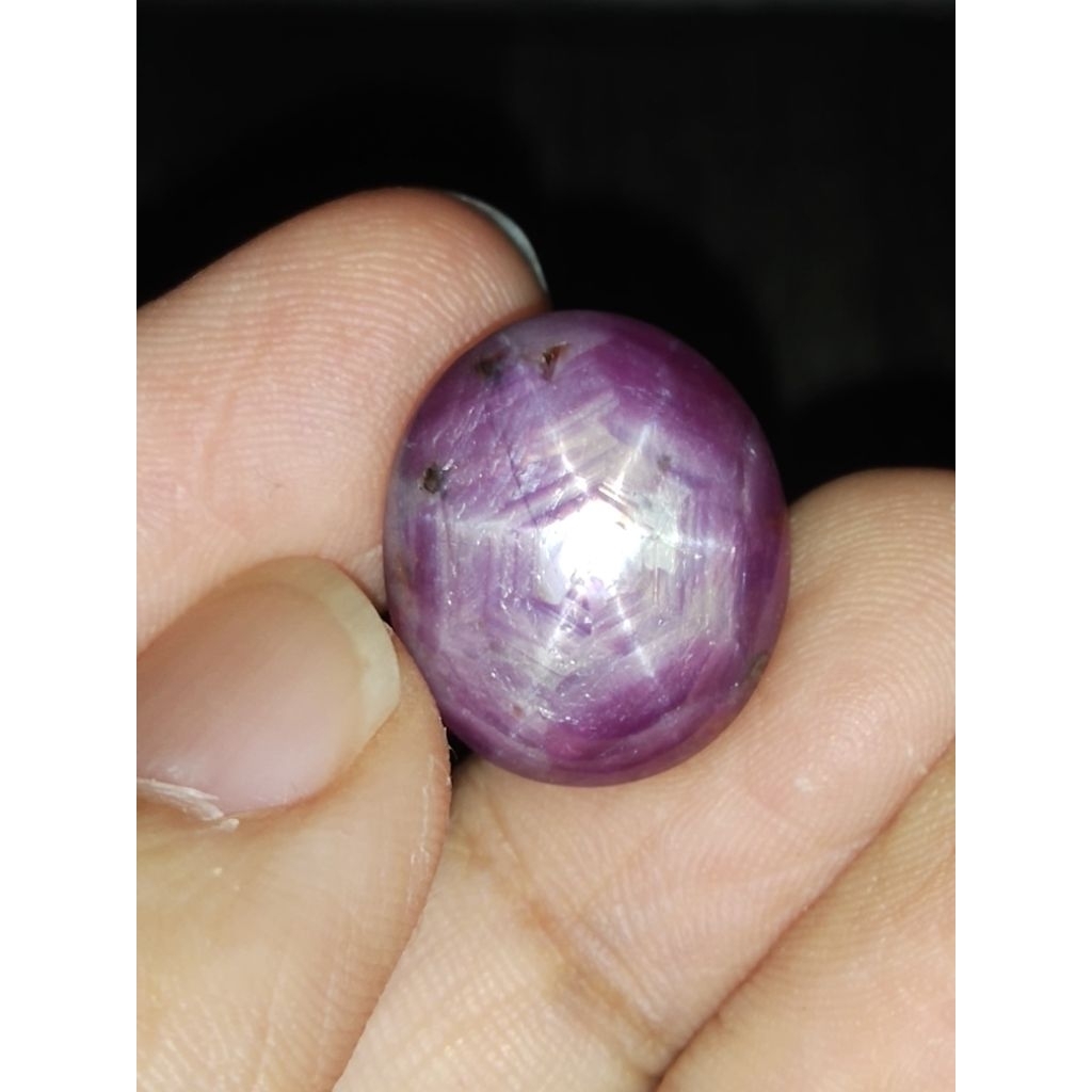 Natural Purple Star Sapphire Memo 17.5 x 15 x 9 mm 33.1 Ct Ungu Jumbo Bintang NTD Oval Cabochon YGL 
