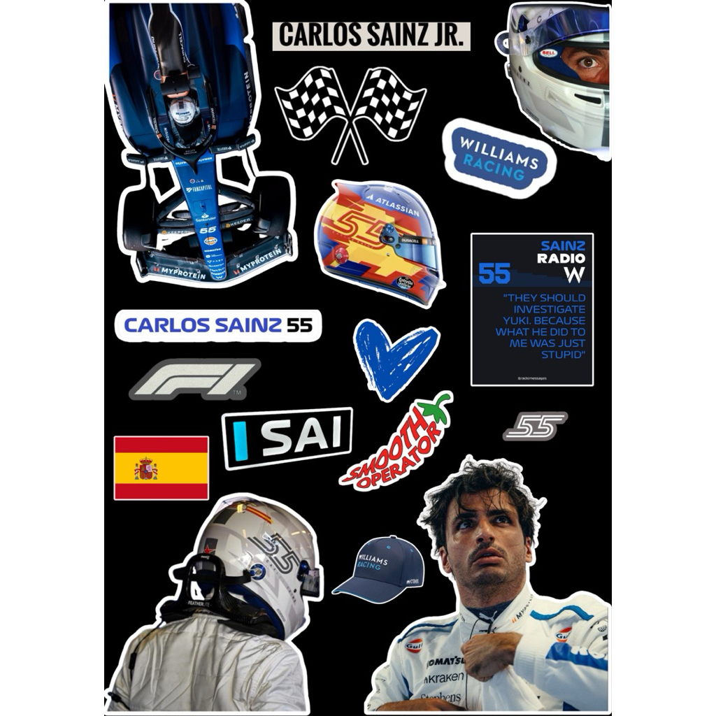 

Sticker Formula 1 Williams Racing Carlos Sainz | 17 Pcs Vinyl Waterproof