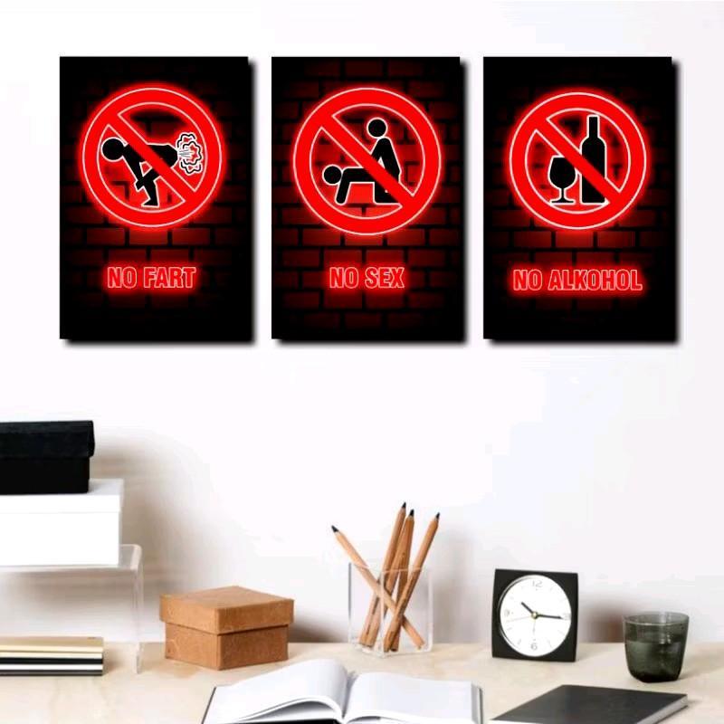 Pajangan Dinding Gambar Neon Dilarang / Hiasan Poster Murah Keren Aesthetic / Dekorasi Dinding