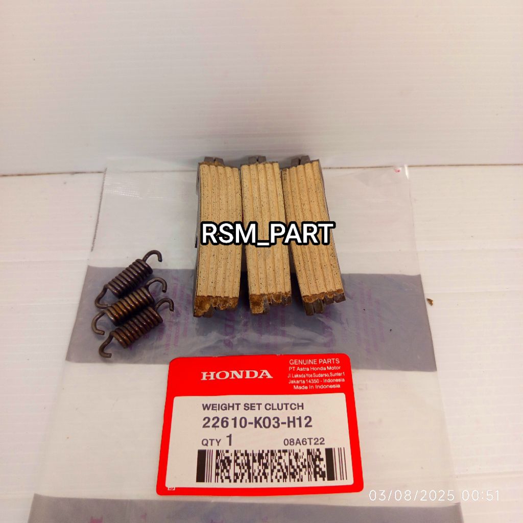 Honda Kampas Ganda Only K03 Revo NEW Revo Fit NEW 22610-K03-H12 RSM_PART Weight Set Clutch Motorcycl