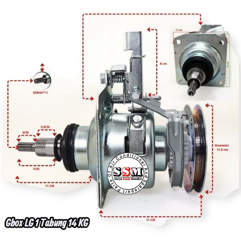 Gear Box Mesin Cuci LG 1 Tabung 14 KG