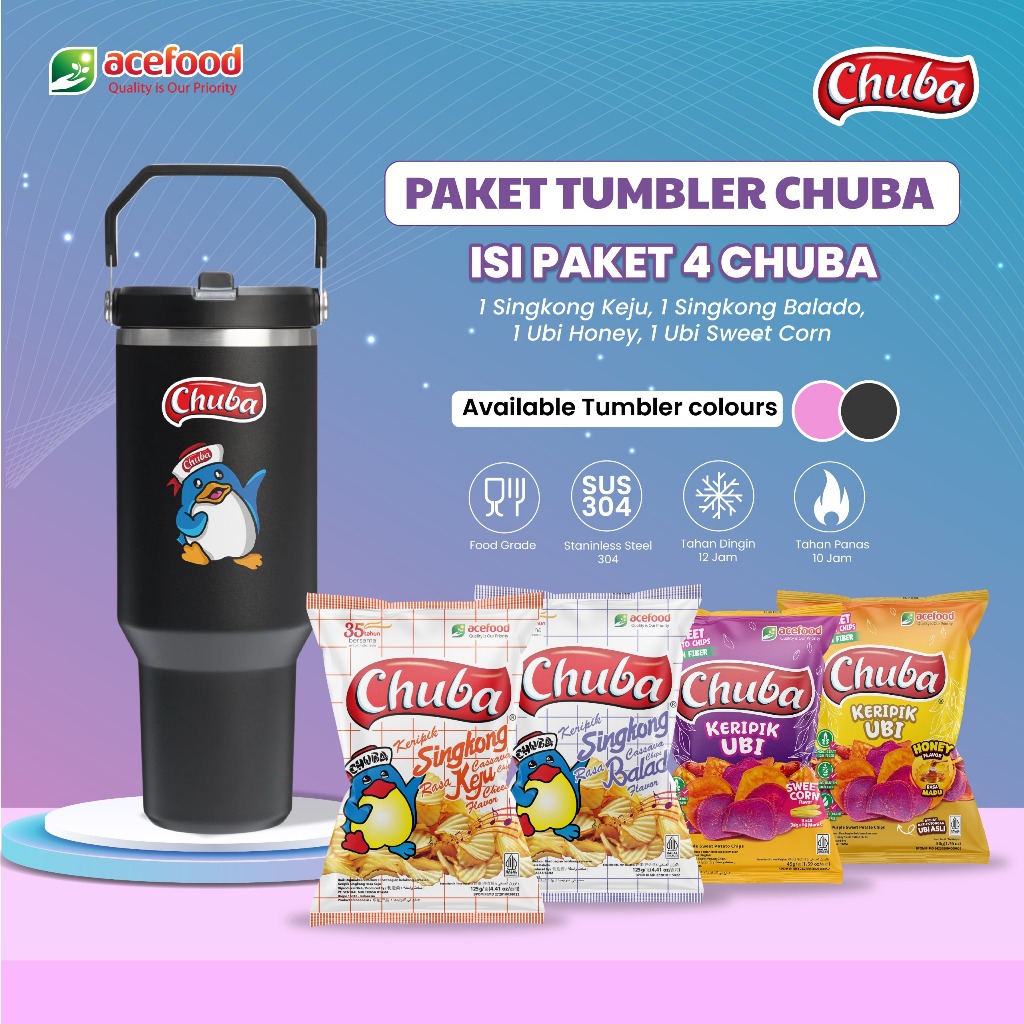

Paket Tumbler Chuba Stainless Gagang Lipat | 4 Pcs Chuba