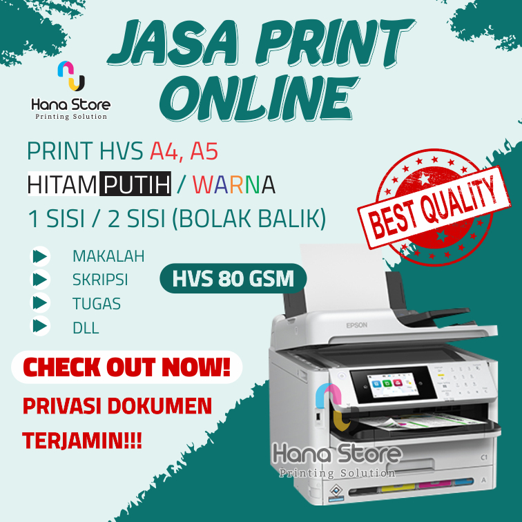 

PRINT A4 / Cetak Kertas A4 , buku, makalah, skripsi, tugas, soal A4 , A5 Hitam Putih/COLOR