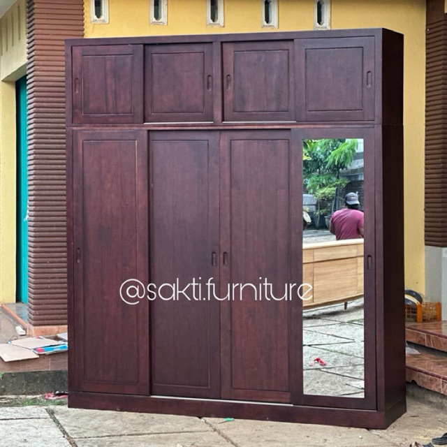 Lemari pakaian kayu jati lemari sliding minimalis 6 pintu lemari baju jumbo