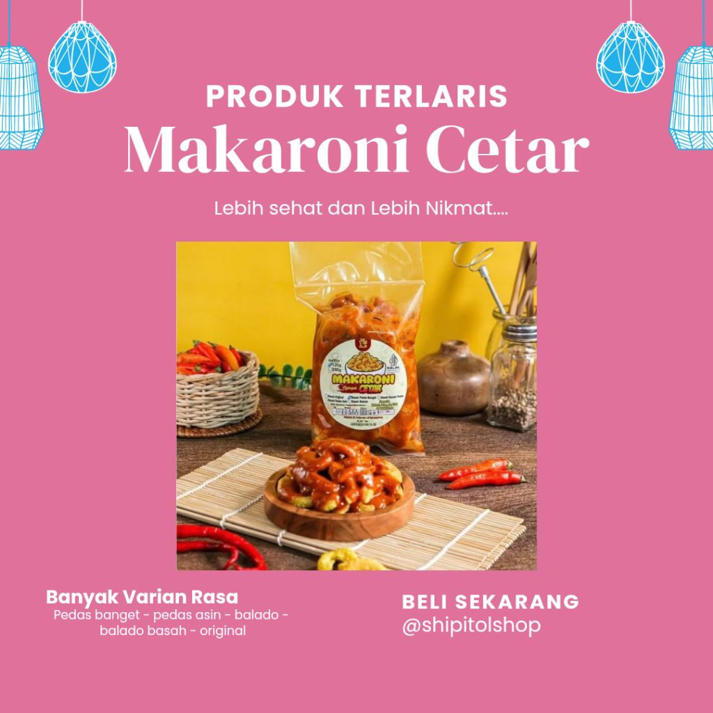 

Makaroni cetar nyonyah cetar full bumbu basah cemilan murah