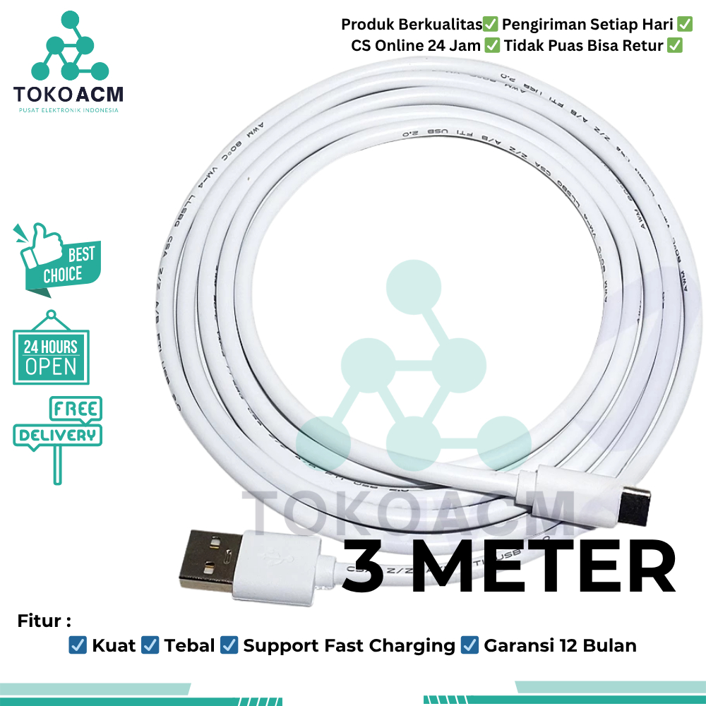 KABEL DATA CHARGER HP CCTV GRIFFIN MICRO USB / TYPE C 3 METER UNIVERSAL ADAPTOR