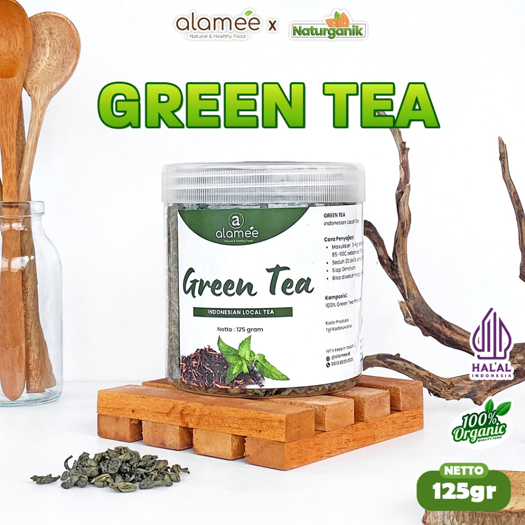 

ALAMEE Green Tea Teh Hijau Greentea Organic Kering Organik Minuman Herbal Premium Naturganik
