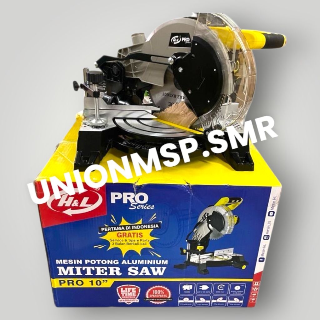 Mesin Potong Aluminium NON-SLIDING Miter Saw 10 Inch H&L Pro Series - 1500W, 255mm, Akurasi Presisi,