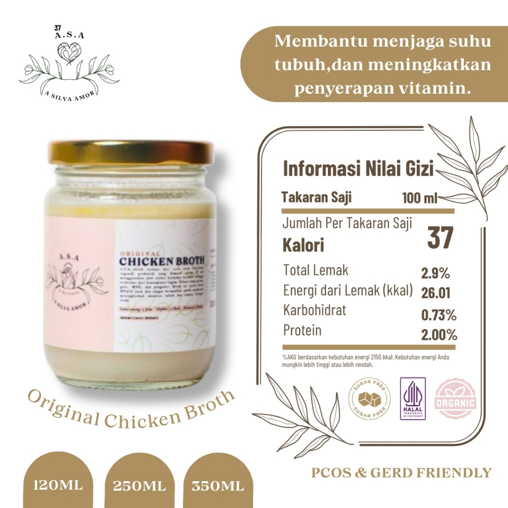 

A SILVA AMOR ORIGINAL CHICKEN BROTH (Kaldu Ayam Kental Organik HALAL)(DIET,PCOS,GERD,MPASI FRIENDLY)