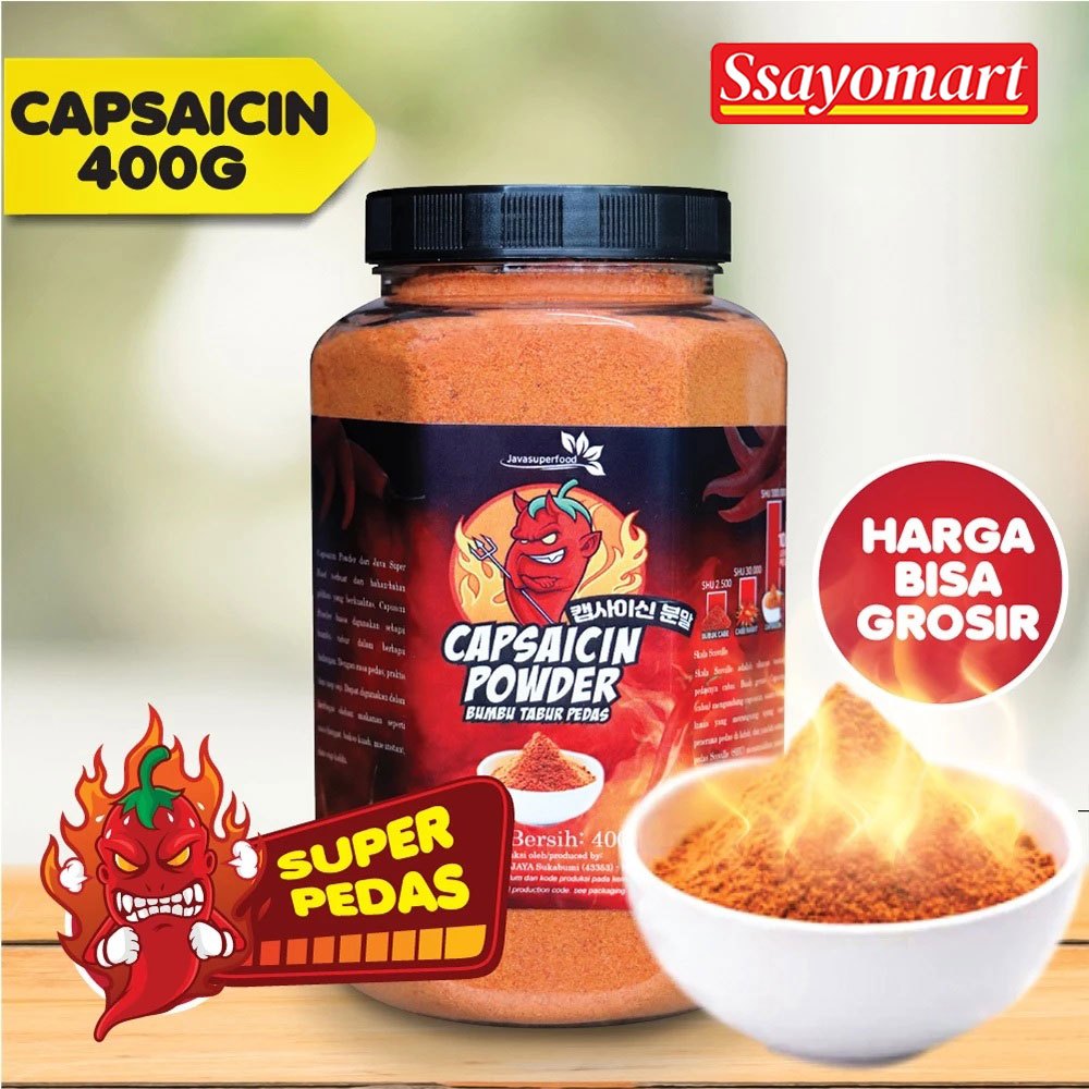 

Bubuk Cabe Super Pedas / Bubuk Cabe Pedas / Cabe Bubuk / Bubuk Cabai Kering / CAPSAICIN 400G BOTOL