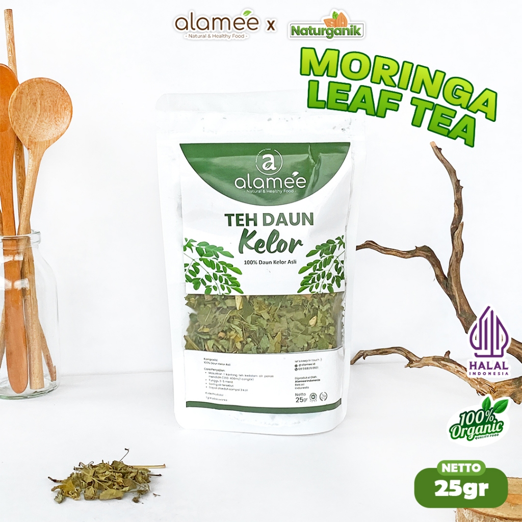 

ALAMEE Moringa Tea Teh Daun Kelor Herbal Alami Flower Asli Kering Organik Premium 25gr Naturganik