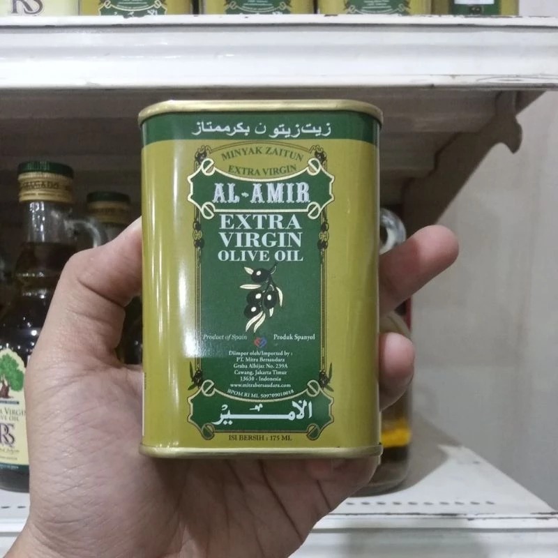 

Miyak Zaitun AL AMIR 175ml Extra Virgin Olive Oil Minyak Zaitun Kaleng SPAIN / Minyak Zaitun Kaleng Arab
