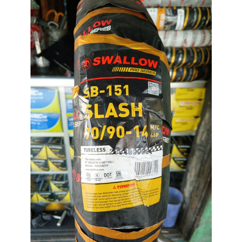 SWALLOW SLASH SB-151 Ban Luar Tubeless 90/90 14 Belakang Motor Beat Vario 125 Matic