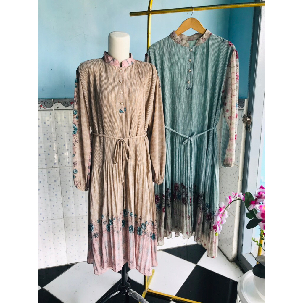 SANJAYA DRESS MIDI CERUTY PLISKET // GAMIS MIDI WANITA