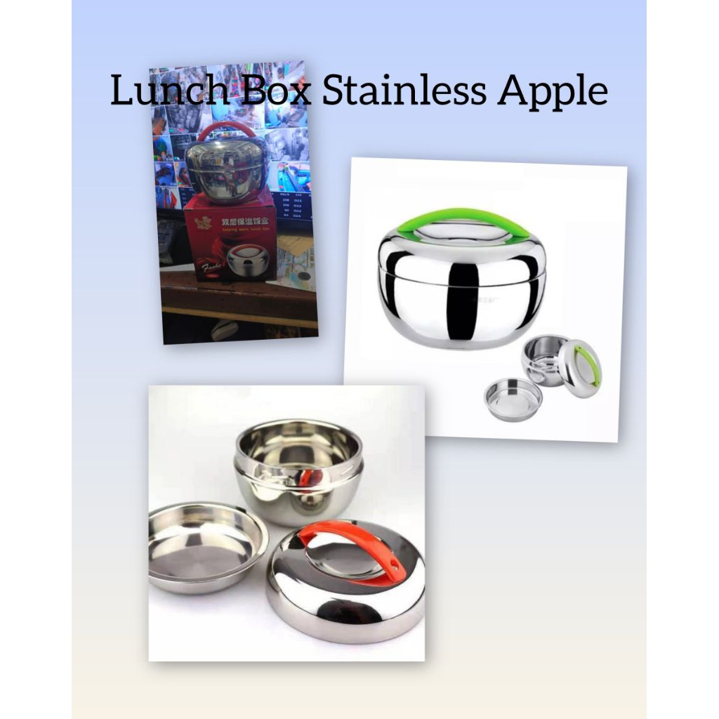 Lunch box stainless apple 555 800ml Rantang tahan panas apel unik lucu termos stainless rantang tung