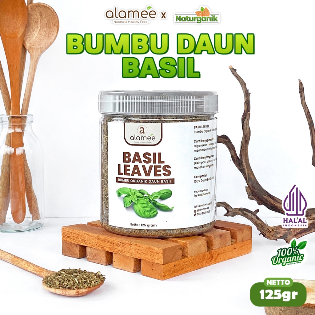 

ALAMEE Daun Basil Bumbu Dapur Dried Leaf Murni Asli Seasoning Organik Naturganik