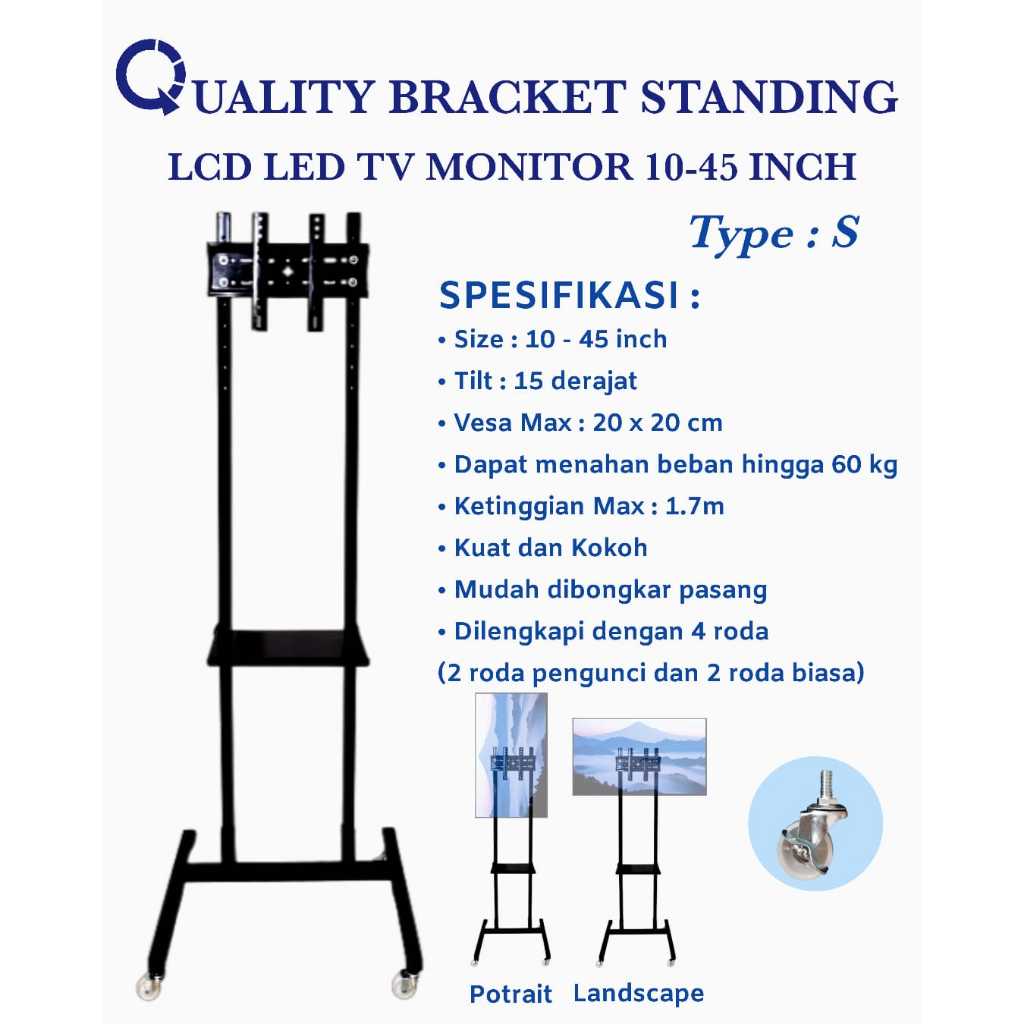 standing bracket tv 40inchi braket tv berdiri 15inchi sampai 40inchi breket tv roda standing tv brac