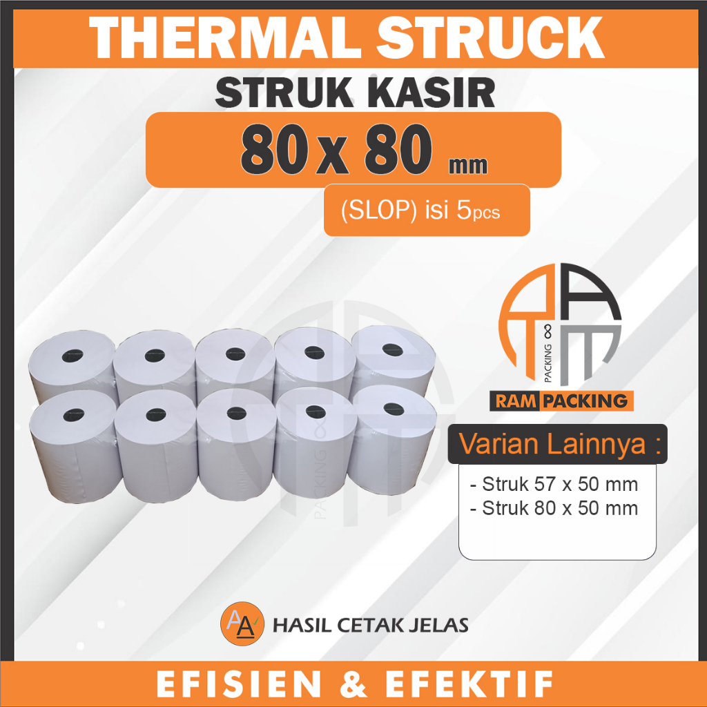 

Kertas Struk Kasir Thermal Paper Roll 80x80 (SLOP isi 5)